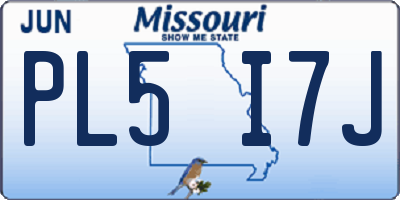 MO license plate PL5I7J