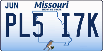 MO license plate PL5I7K