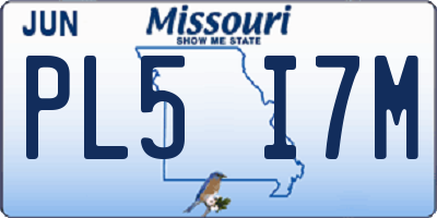 MO license plate PL5I7M