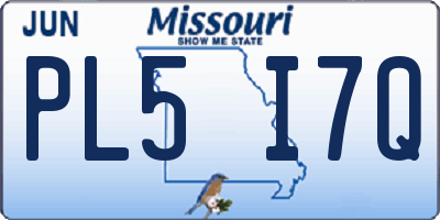 MO license plate PL5I7Q