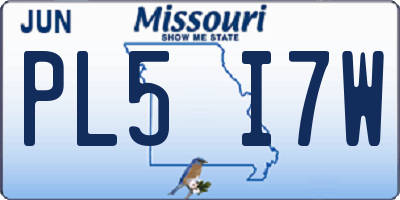 MO license plate PL5I7W