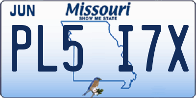 MO license plate PL5I7X