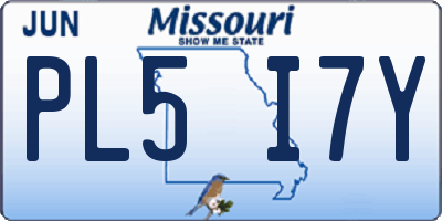 MO license plate PL5I7Y