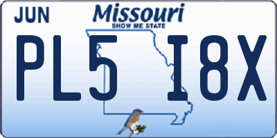 MO license plate PL5I8X