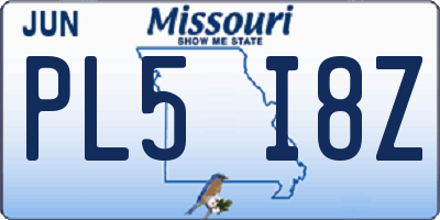 MO license plate PL5I8Z