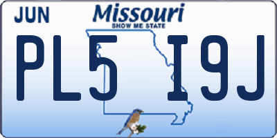 MO license plate PL5I9J