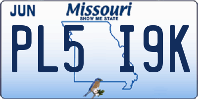 MO license plate PL5I9K