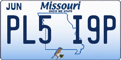 MO license plate PL5I9P