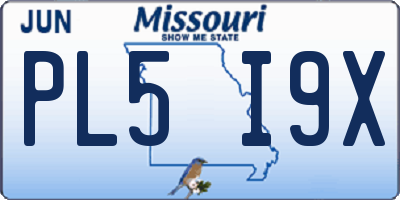 MO license plate PL5I9X