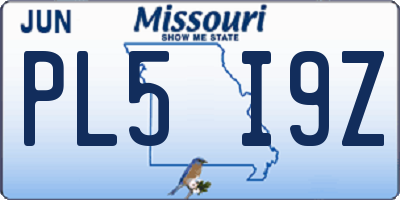 MO license plate PL5I9Z