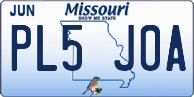 MO license plate PL5J0A