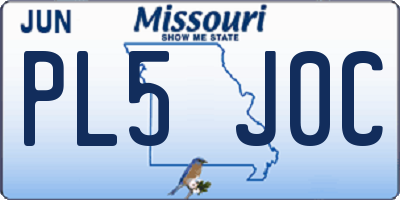 MO license plate PL5J0C