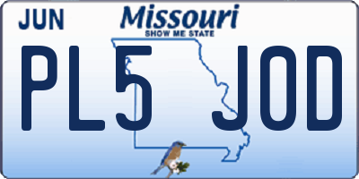 MO license plate PL5J0D