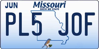 MO license plate PL5J0F