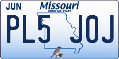 MO license plate PL5J0J