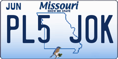 MO license plate PL5J0K