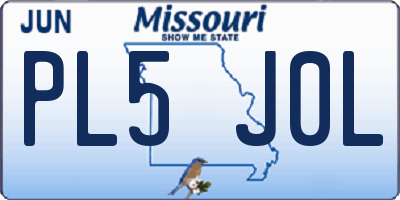 MO license plate PL5J0L