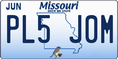 MO license plate PL5J0M