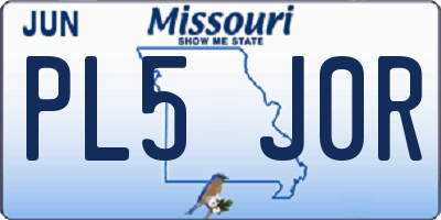 MO license plate PL5J0R