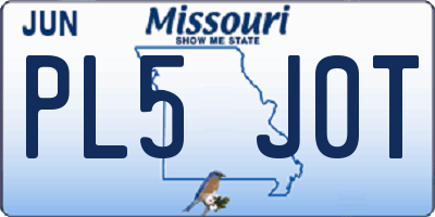 MO license plate PL5J0T