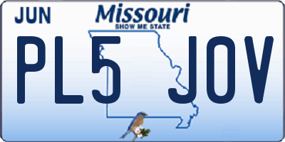 MO license plate PL5J0V
