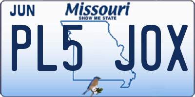 MO license plate PL5J0X