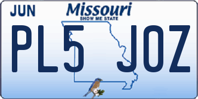MO license plate PL5J0Z