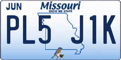 MO license plate PL5J1K