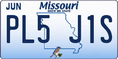 MO license plate PL5J1S