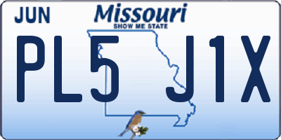 MO license plate PL5J1X