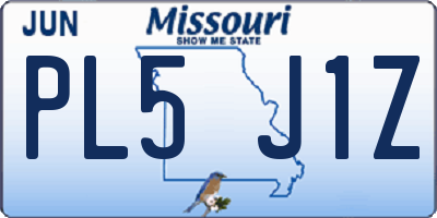 MO license plate PL5J1Z
