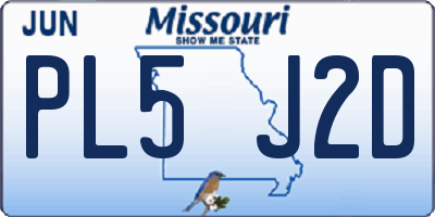 MO license plate PL5J2D