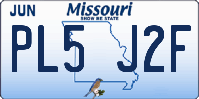 MO license plate PL5J2F