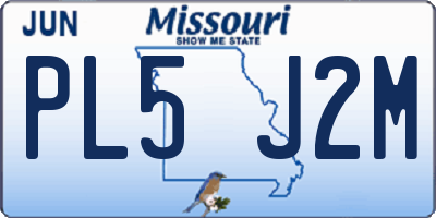 MO license plate PL5J2M