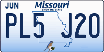 MO license plate PL5J2O