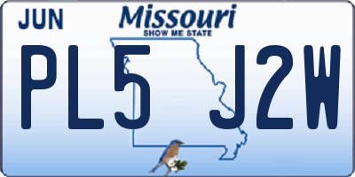 MO license plate PL5J2W