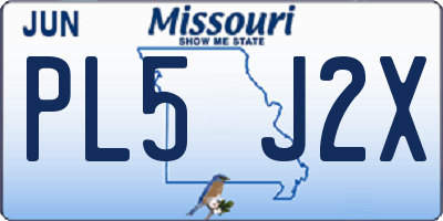 MO license plate PL5J2X