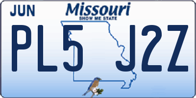 MO license plate PL5J2Z
