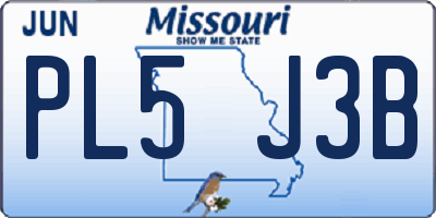 MO license plate PL5J3B