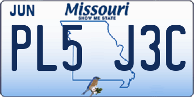 MO license plate PL5J3C