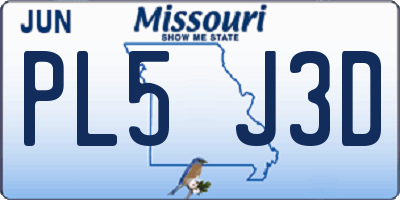 MO license plate PL5J3D