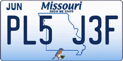 MO license plate PL5J3F