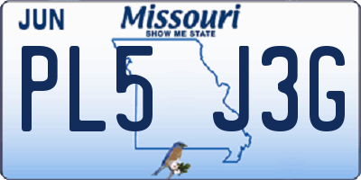 MO license plate PL5J3G