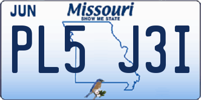 MO license plate PL5J3I