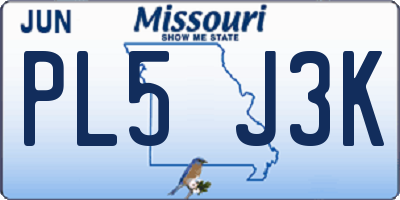 MO license plate PL5J3K