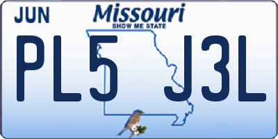 MO license plate PL5J3L