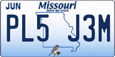 MO license plate PL5J3M