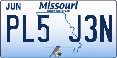 MO license plate PL5J3N