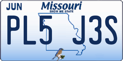 MO license plate PL5J3S