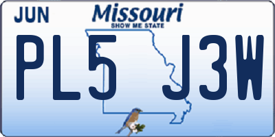 MO license plate PL5J3W